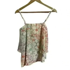Maeve Silk Floral Print Tiered Tank S Casual Boho Flowy Asymmetrical Hem NWT